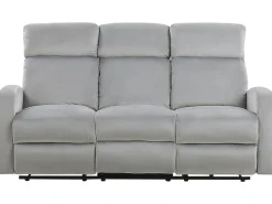 3 Seater Velvet Manual Recliner Sofa Light Grey Verdal