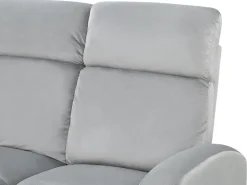 3 Seater Velvet Manual Recliner Sofa Light Grey Verdal