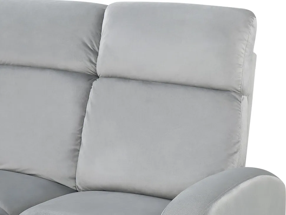 3 Seater Velvet Manual Recliner Sofa Light Grey Verdal