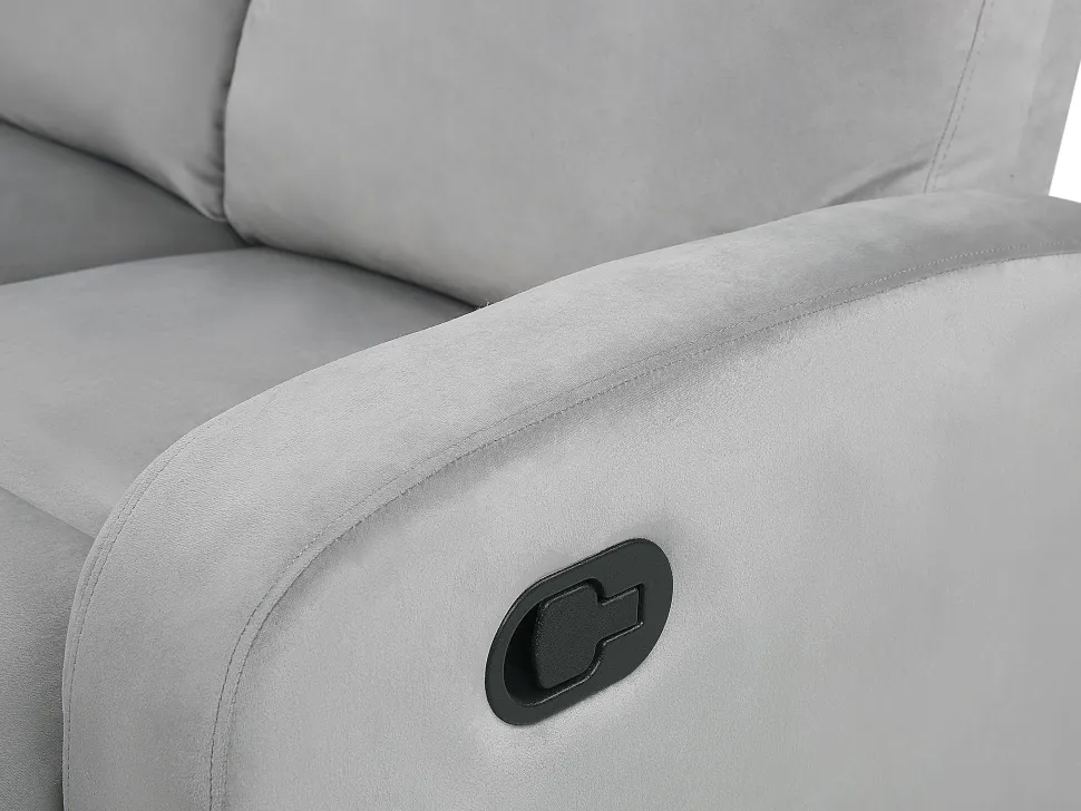 3 Seater Velvet Manual Recliner Sofa Light Grey Verdal