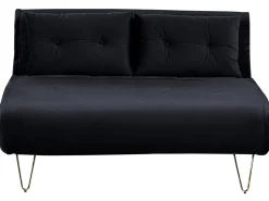 2 Seater Velvet Sofa Bed Black Vestfold