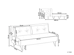 2 Seater Velvet Sofa Bed Black Vestfold