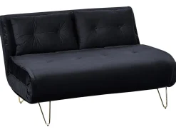 2 Seater Velvet Sofa Bed Black Vestfold