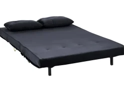 2 Seater Velvet Sofa Bed Black Vestfold