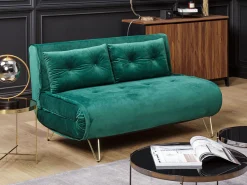 2 Seater Velvet Sofa Bed Dark Green Vestfold