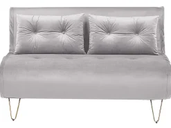 2 Seater Velvet Sofa Bed Grey Vestfold