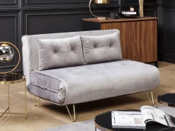 2 Seater Velvet Sofa Bed Grey Vestfold