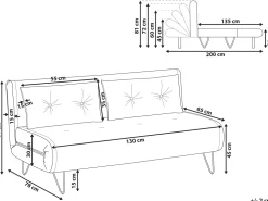 2 Seater Velvet Sofa Bed Grey Vestfold