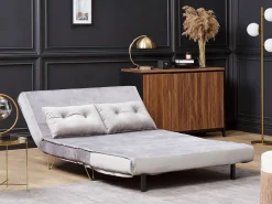 2 Seater Velvet Sofa Bed Grey Vestfold