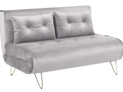 2 Seater Velvet Sofa Bed Grey Vestfold