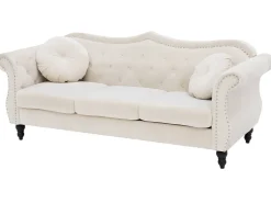3 Seater Velvet Sofa Beige Skien