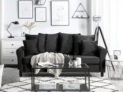 3 Seater Velvet Sofa Black Bornholm