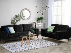 2 Seater Velvet Sofa Black Lokka