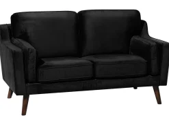 2 Seater Velvet Sofa Black Lokka
