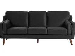 3 Seater Velvet Sofa Black Lokka