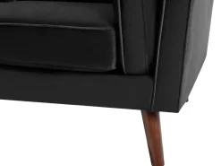 3 Seater Velvet Sofa Black Lokka