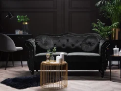 2 Seater Velvet Sofa Black Skien