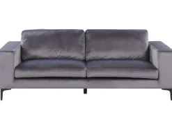3 Seater Velvet Sofa Dark Grey Vadstena