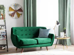 2 Seater Velvet Sofa Emerald Green Bodo