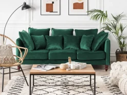 3 Seater Velvet Sofa Emerald Green Fenstad