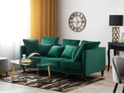 3 Seater Velvet Sofa Emerald Green Fenstad