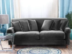 3 Seater Velvet Sofa Grey Eike