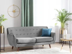 3 Seater Velvet Sofa Grey Bodo