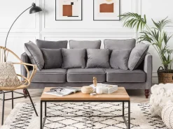 3 Seater Velvet Sofa Grey Fenstad