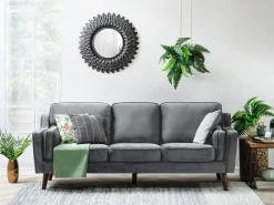 3 Seater Velvet Sofa Grey Lokka