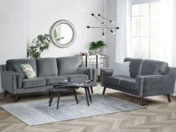 3 Seater Velvet Sofa Grey Lokka