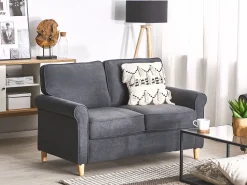 2 Seater Velvet Sofa Grey Ronneby