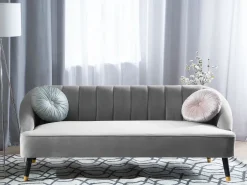 3 Seater Velvet Sofa Light Grey Alsvag