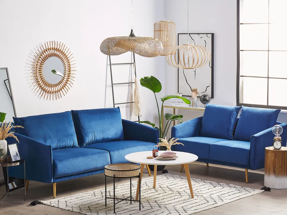 3 Seater Velvet Sofa Navy Blue Maura