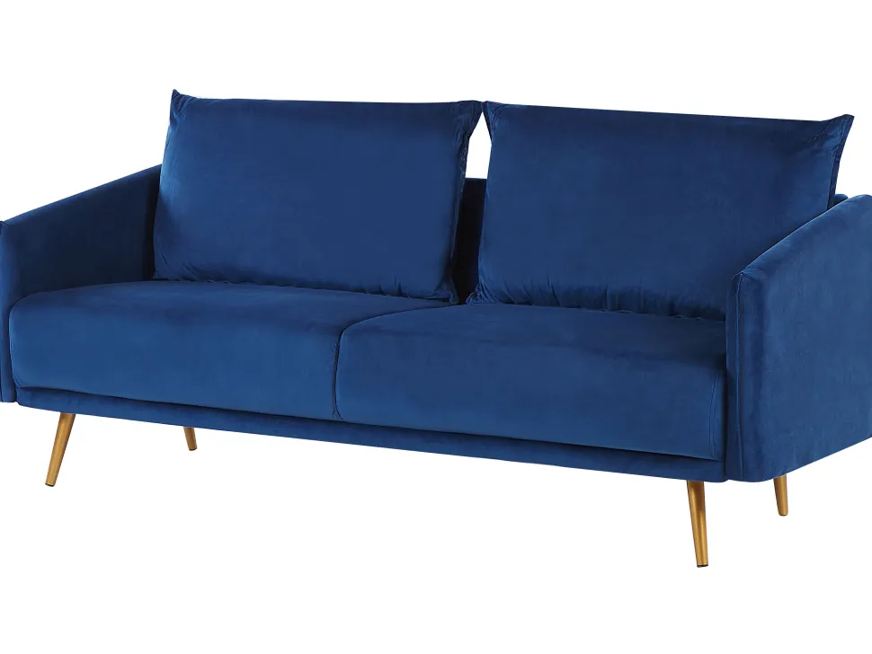 3 Seater Velvet Sofa Navy Blue Maura