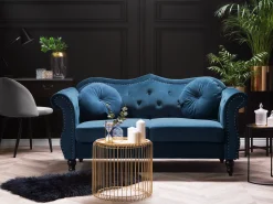 2 Seater Velvet Sofa Navy Blue Skien