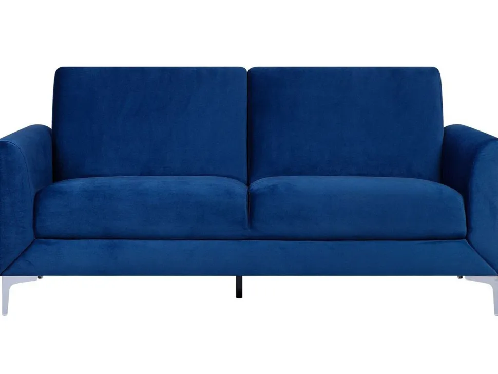 3 Seater Velvet Sofa Navy Blue Fenes