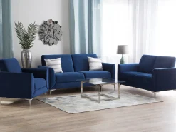 3 Seater Velvet Sofa Navy Blue Fenes