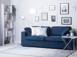 3 Seater Velvet Sofa Navy Blue Falun