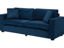 3 Seater Velvet Sofa Navy Blue Falun