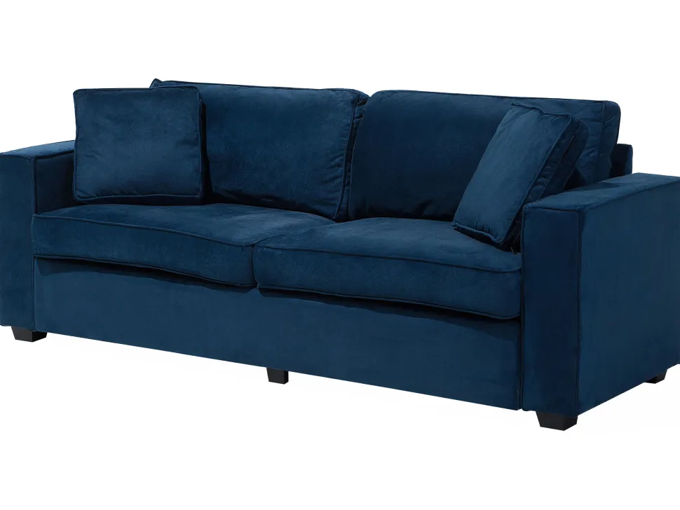 3 Seater Velvet Sofa Navy Blue Falun