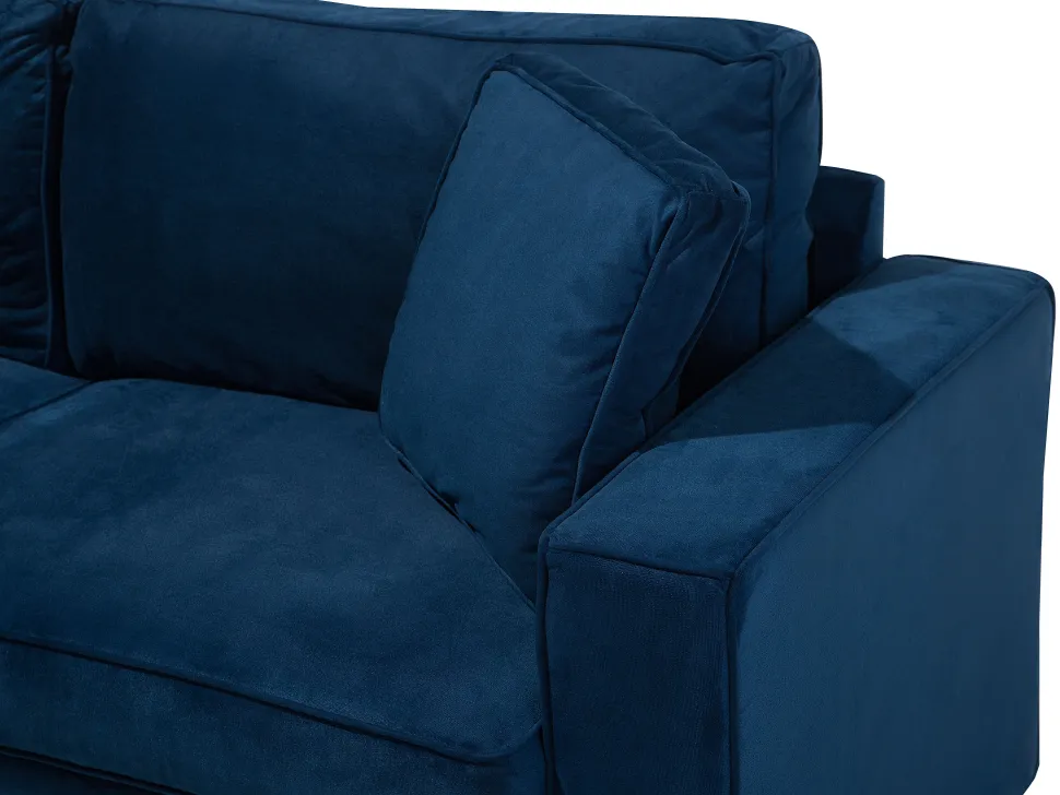 3 Seater Velvet Sofa Navy Blue Falun