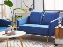 2 Seater Velvet Sofa Navy Blue Maura
