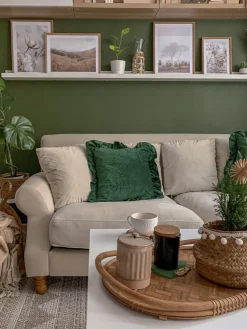 3 Seater Velvet Sofa Off-White Eike