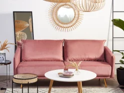 3 Seater Velvet Sofa Pink Maura