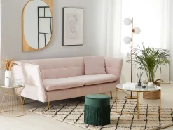 3 Seater Velvet Sofa Pink Frederica
