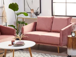 2 Seater Velvet Sofa Pink Maura