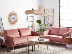 2 Seater Velvet Sofa Pink Maura