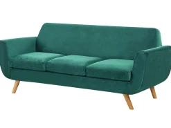 3 Seater Velvet Sofa With Removable Cover Green Bernes