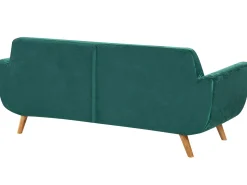3 Seater Velvet Sofa With Removable Cover Green Bernes