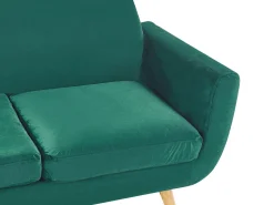 3 Seater Velvet Sofa With Removable Cover Green Bernes